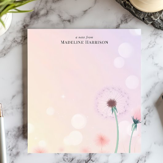 Whimsical Dandelion wünscht Personalisierten Namen Notizblock