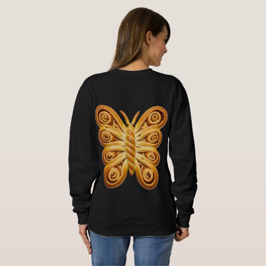 Whimsical Danish Pastry Butterfly Sweatshirt (Schwarz voll)