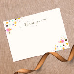 Whimsical Danke Confetti Signature Script Mitteilungskarte<br><div class="desc">Niedliche Whimsical Colorful Confetti mit einem Signatur-Script-Schriftart.</div>