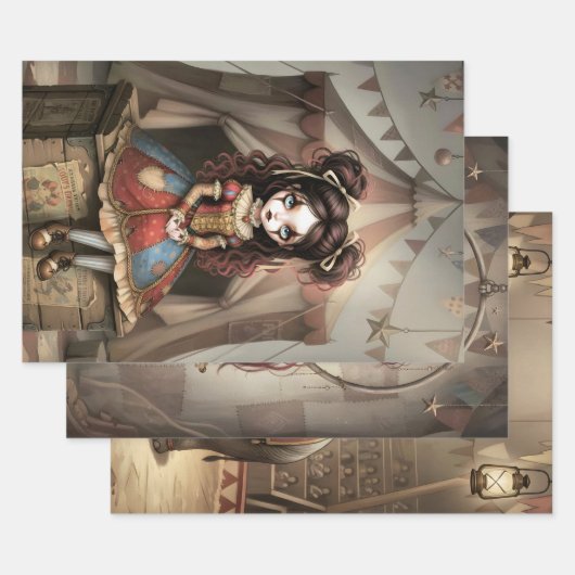 Whimsical Dark Circus Doll Geschenkpapier Set (Set)