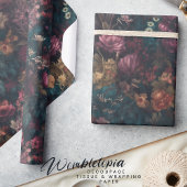 Whimsical Dark Moody Boho Floral Decoupage Geschenkpapier