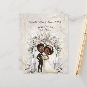 Whimsical Dark Skin Bride Groom Wedding Arch