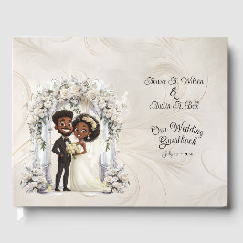 Whimsical Dark Skin Bride Groom Wedding Arch Gästebuch