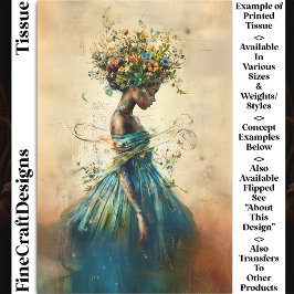 Whimsical Dark Skin Goddess, Aquamarin CZ4R Decoup Seidenpapier