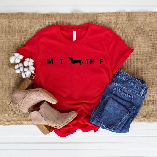 WHIMSICAL Days of the Week Dackel Red T-Shirt