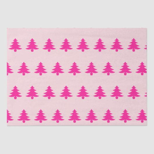 Whimsical Deep Pink Weihnachtsbäume Pink pink Seidenpapier (Vorderseite)