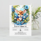 Whimsical Deer Adventure Boy Birthday Einladung (Stehend Vorderseite)