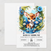 Whimsical Deer Adventure Boy Birthday Einladung (Vorne/Hinten)