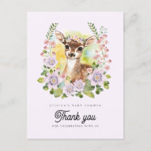 Whimsical Deer Baby Dusche Danke Postcard