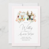 Whimsical Deer Couple Floral Wedding Einladung (Vorderseite)