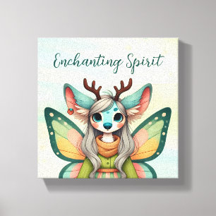 Whimsical Deer Fairy Leinwand Kunst, Dichtung und