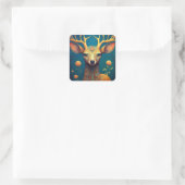 Whimsical Deer Fantasy Art Quadratischer Aufkleber (Tasche)