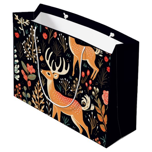 Whimsical Deer Gift Bag - Große Große Geschenktüte (Rückseite Schrägansicht)