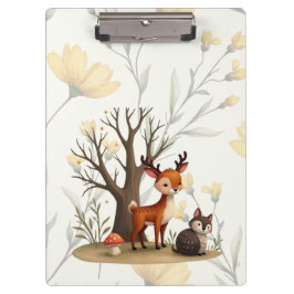 Whimsical Deer & Hedgehog Clipboard Klemmbrett