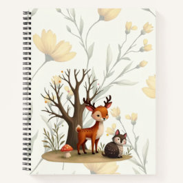 Whimsical Deer & Hedgehog Deluxe Spiral Notebook Notizblock