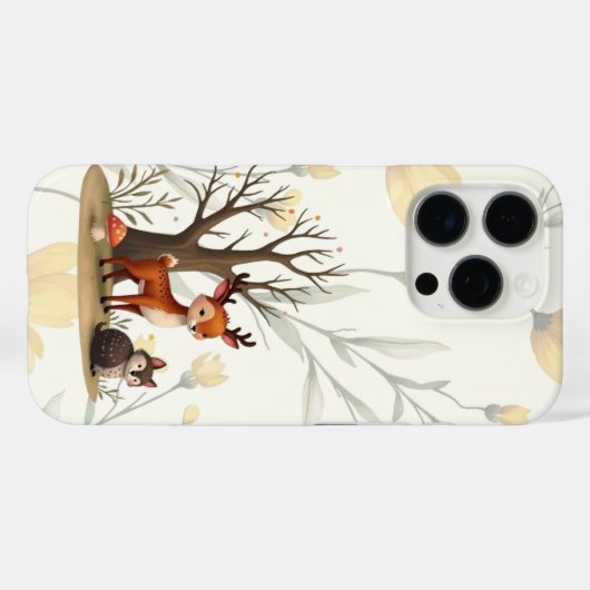 Whimsical Deer & Hedgehog iPhone/iPad Case (Rückseite (Horizontal))
