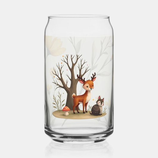 Whimsical Deer & Hedgehog Printed Can Glass Dosenglas (Vorderseite)