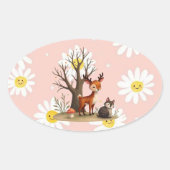 Whimsical Deer & Hedgehog Sticker (Vorderseite)