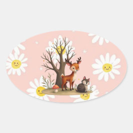 Whimsical Deer & Hedgehog Sticker