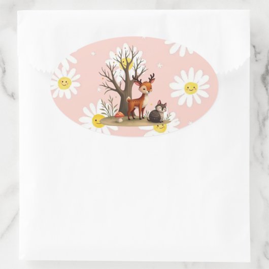 Whimsical Deer & Hedgehog Sticker (Tasche)