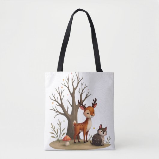 Whimsical Deer & Hedgehog Tote  Tasche (Vorderseite)