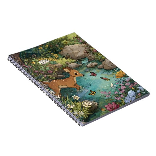 Whimsical Deer in verzauberter Art des Waldteisens Notizblock (Rechte Seite)