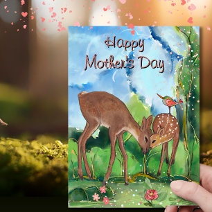 Whimsical Deer Muttertag  Feiertagskarte