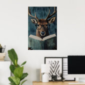 Whimsical Deer Reading Motivational Book – Funny Poster (Heimbüro)