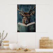Whimsical Deer Reading Motivational Book – Funny Poster (Küche)