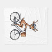 Whimsical Deer Riding a Bicycle - Hand Gezeichnet Fleecedecke (Vorderseite (Horizontal))