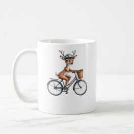 Whimsical Deer Riding a Bicycle - Hand Gezeichnet Kaffeetasse