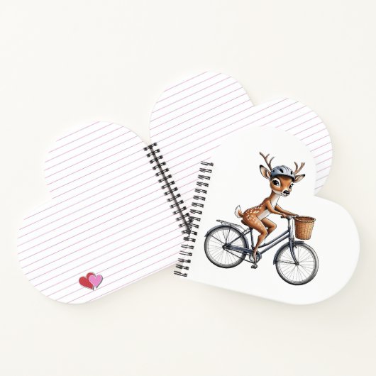 Whimsical Deer Riding a Bicycle - Hand Gezeichnet Notizblock (Innenseite)