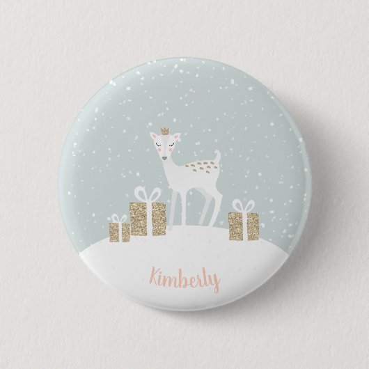 Whimsical Deer Weihnachten Button (Vorderseite)