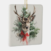 Whimsical Deer with Red Bow Christmas Ornament (Rechts)