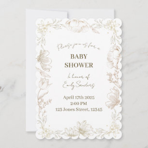 Whimsical Delft Blumen Baby Shower   Geschlechtsen Einladung