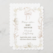 Whimsical Delft Floral Baby Shower Invite Einladung (Vorne/Hinten)