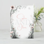 Whimsical Delicate Blush Floral Branch  Einladung (Stehend Vorderseite)