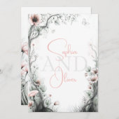 Whimsical Delicate Blush Floral Branch  Einladung (Vorne/Hinten)