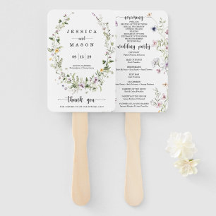 Whimsical Delicate Wildblume Wedding Program Fan Fächer