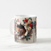Whimsical Delight: 3D Kitten Loch in einer Wand Kaffeetasse (Vorderseite Links)