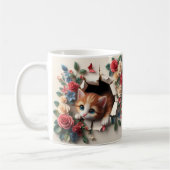 Whimsical Delight: 3D Kitten Loch in einer Wand Kaffeetasse (Links)