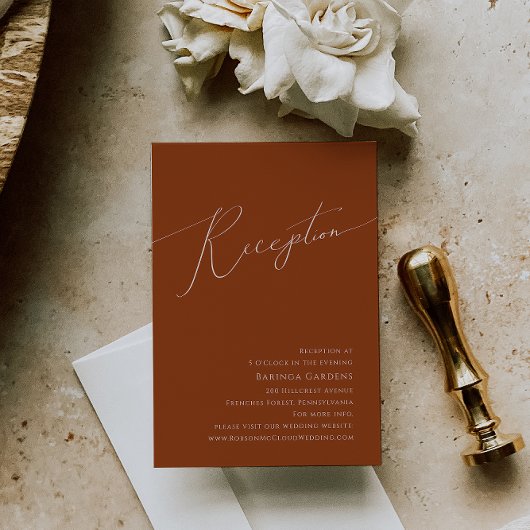 Whimsical Desert | Rust Hochzeitsempfangskarte Begleitkarte