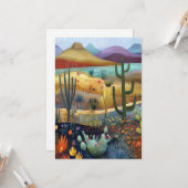 Whimsical Desert Scene Hello Flat Karte (Vorderseite/Rückseite Beispiel)