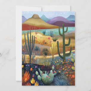 Whimsical Desert Scene Hello Flat Karte