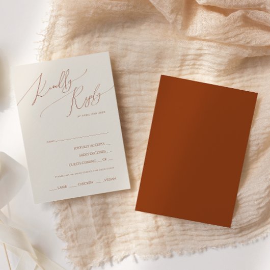Whimsical Desert Terracotta Menü Auswahl RSVP Kart