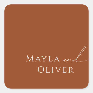 Whimsical Desert Terracotta Wedding Umschlag Aufkl Quadratischer Aufkleber