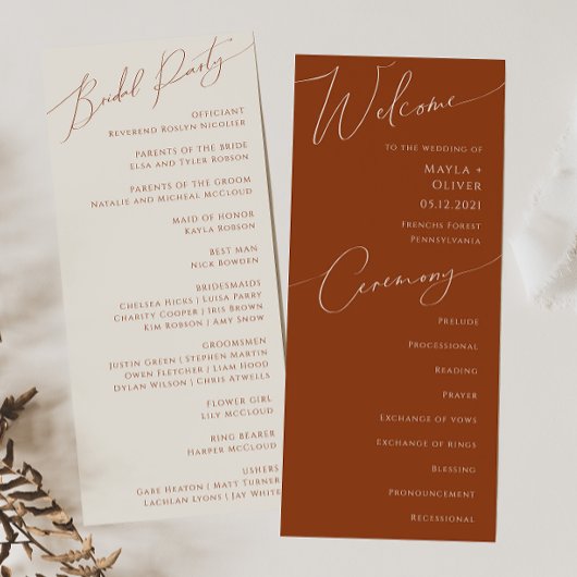 Whimsical Desert | Terrakotta-Hochzeitsprogramm Programm