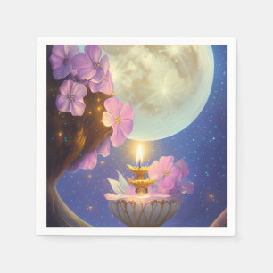 Whimsical Detasy Fantasy Moon Blume Serviette