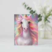 Whimsical Detasy Fantasy Niedlich Kawaii Einicorn Postkarte (Stehend Vorderseite)