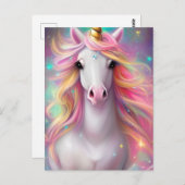 Whimsical Detasy Fantasy Niedlich Kawaii Einicorn Postkarte (Vorne/Hinten)